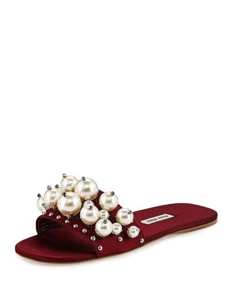 miu miu embellished satin mules|Miu Miu Pearly Embellished Satin Mule Slide .